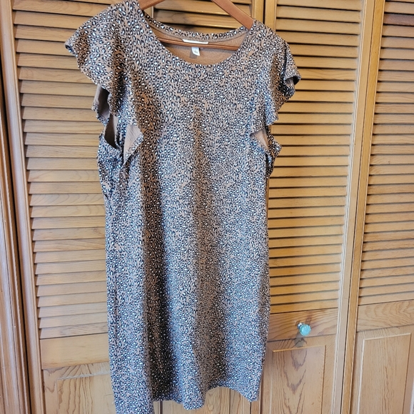 Goodthreads Leopard Print Dress with Ruffled Sleeves - Picture 2 of 6